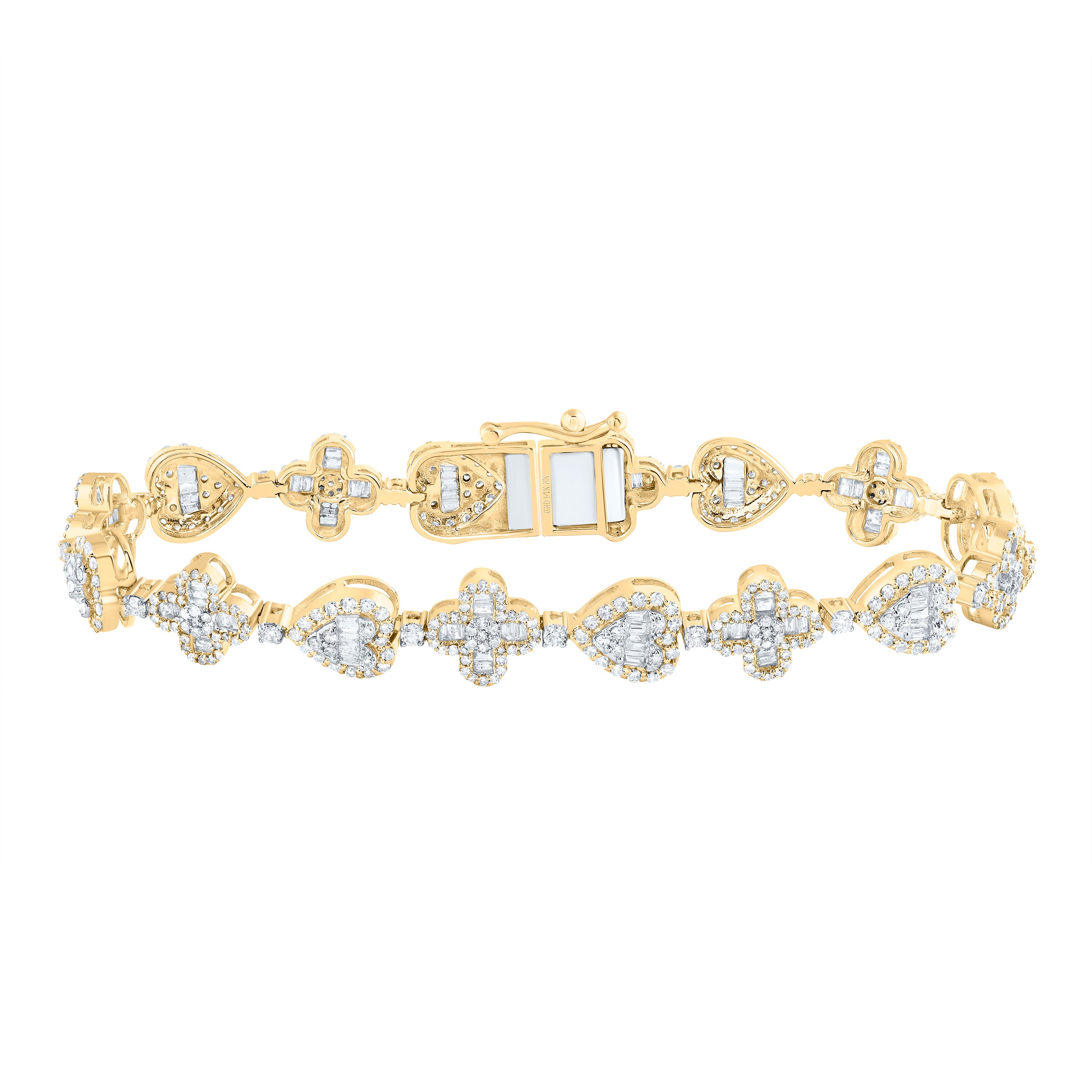 3 1/5CTW-DIA NK CLOVER HEART LADIES BRACELET (7 INCH)