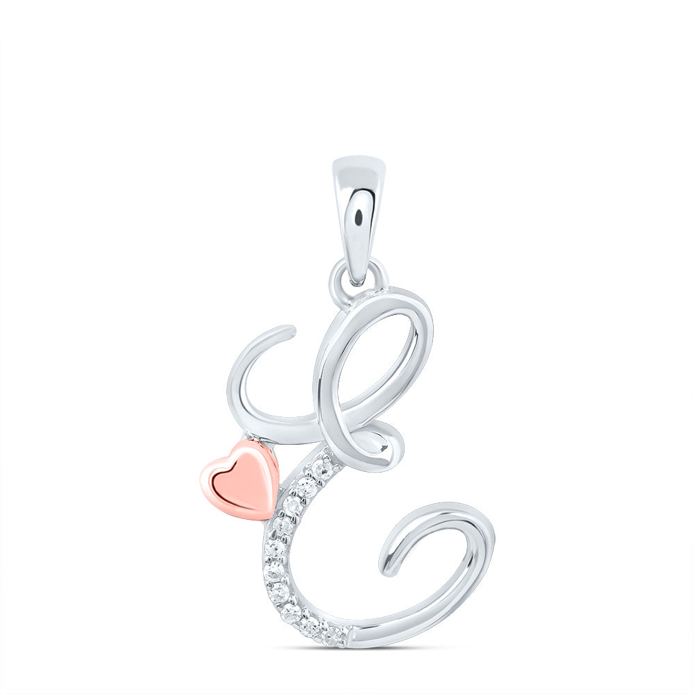 Sterling Silver 1/20 CTW-Natural Diamond Gift Initial "E" Pendant 1.32 Gram