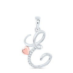 Sterling Silver 1/20 CTW-Natural Diamond Gift Initial "E" Pendant 1.32 Gram