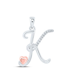 Sterling Silver 1/20 CTW-Natural Diamond Gift Initial "K" Pendant 1.62 Gram