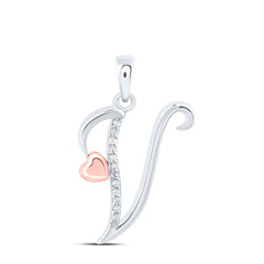 Sterling Silver 1/20 CTW-Natural Diamond Gift Initial "V" Pendant 1.28 Gram