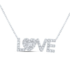 1/3CTW-DIA CN FASHION "LOVE" HEART NECKLACE (17 INCH)
