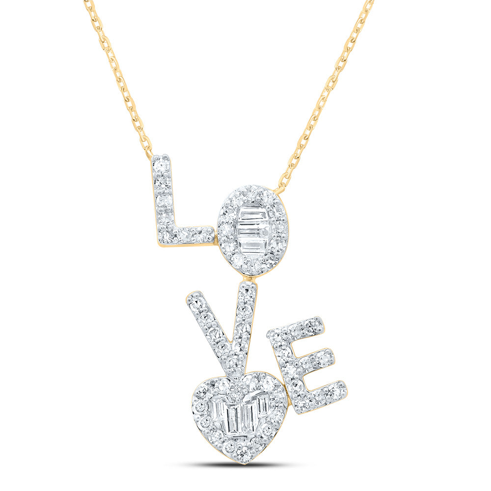 1/2CTW-DIA CN FASHION "LOVE" HEART NECKLACE  (17 INCH)