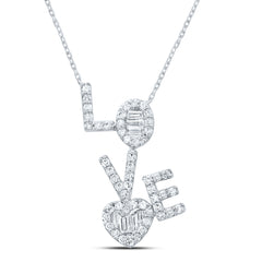 1/2CTW-DIA CN FASHION "LOVE" HEART NECKLACE  (17 INCH)