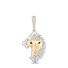 3/4CTW-DIA NK LION CROSS MENS CHARM