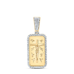 10K Yellow Gold 1/2 CTW-Natural Diamond Jesus Dogtag Mens Charm 4.12 Gram