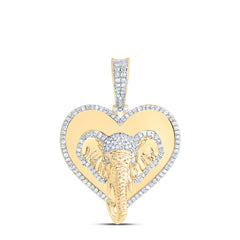 1 1/4CTW-DIA NK ELEPHANT HEART MENS CHARM