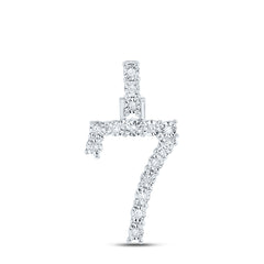 10K White Gold 1/12 CTW-Natural Diamond Number "7"Gift Pendant 1.20 Gram