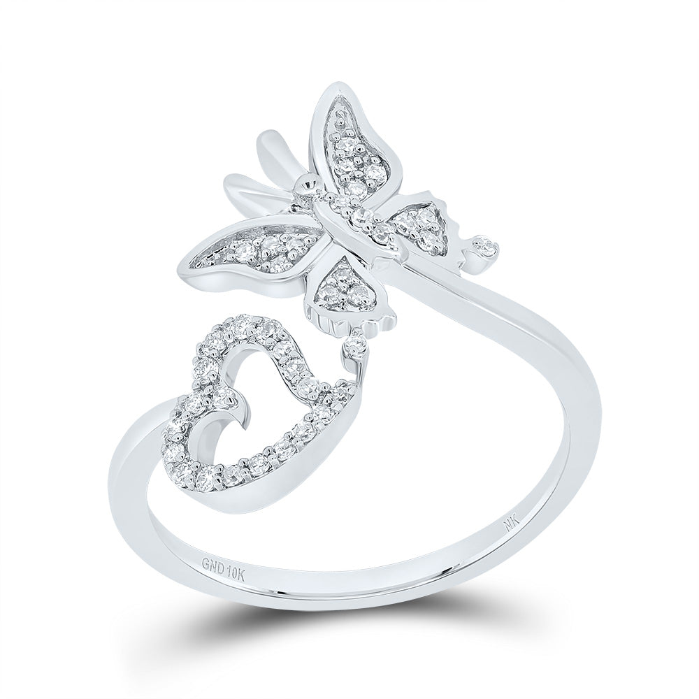 1/6CTW-DIA NK BUTTERFLY HEART RING