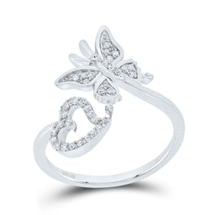 1/6CTW-DIA NK BUTTERFLY HEART RING