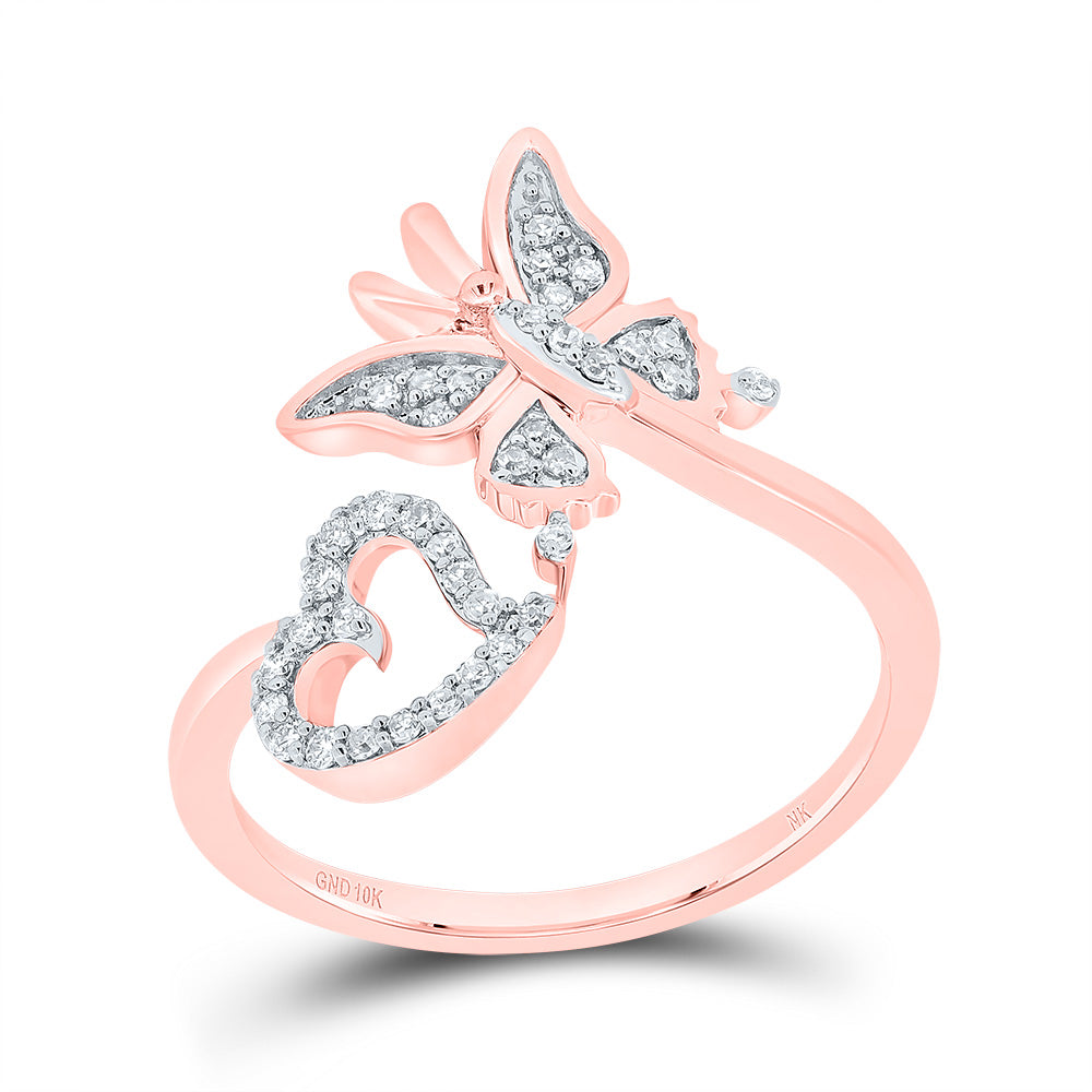 1/6CTW-DIA NK BUTTERFLY HEART RING