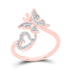 1/6CTW-DIA NK BUTTERFLY HEART RING