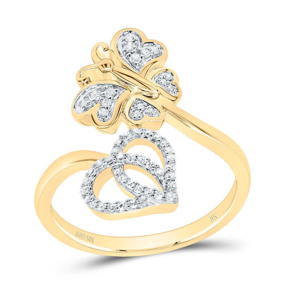 1/6CTW-DIA NK BUTTERFLY HEART RING