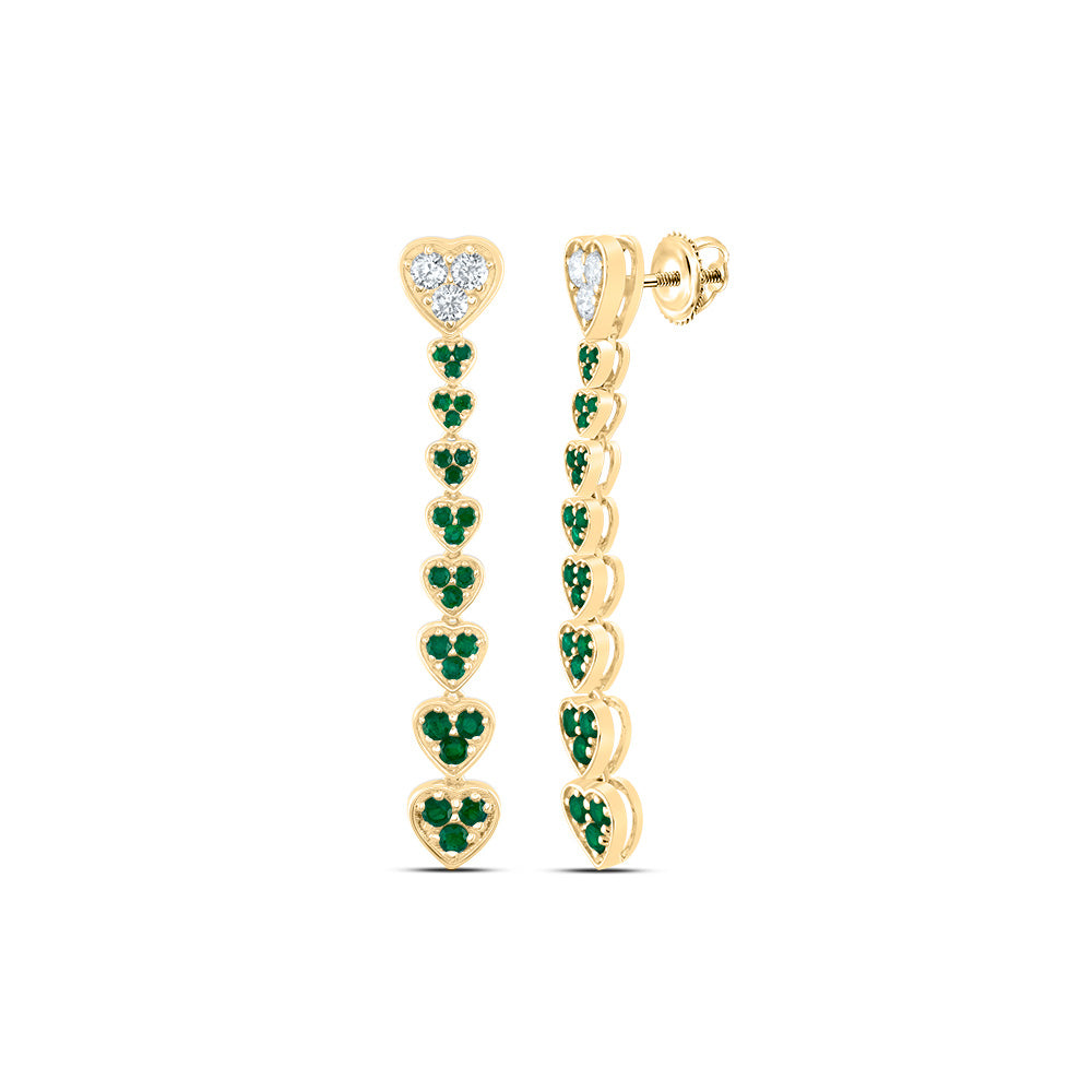 1/3CTW-DIA ANA M 5/8CTW RD-EM NAT GEM HEART DANGLING EARRING