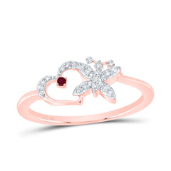 1/12CTW-DIA CN 1.3MM RD-RU NAT GEM BUTTERFLY HEART RING