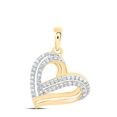 10K Yellow Gold 1/3 CTW-Natural Diamond Gift Heart Pendant 2.11 Gram