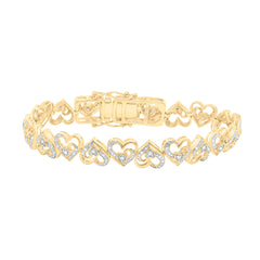 10K Yellow Gold 5/8 CTW-Natural Diamond Gift Heart Bracelet (7 Inch ) 18.02 Gram