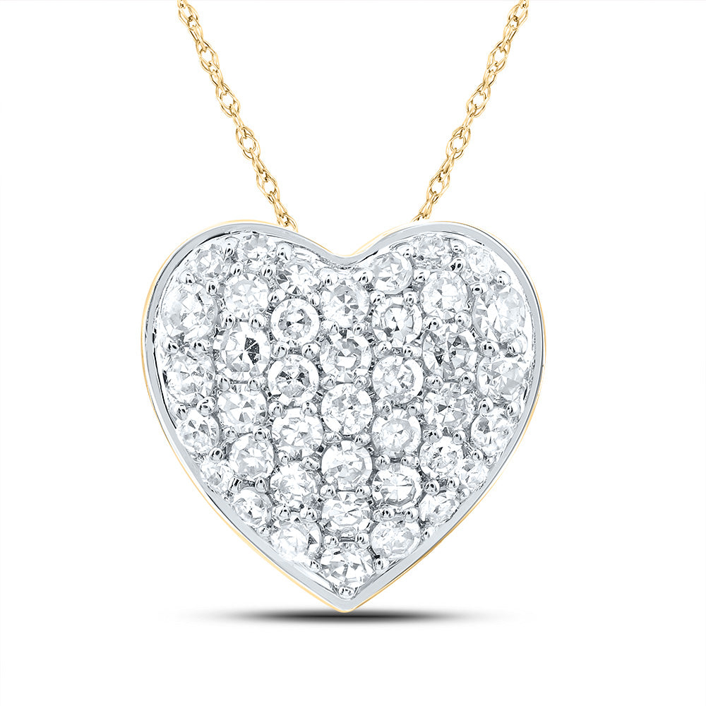 10K Yellow Gold 1/5 CTW-Natural Diamond Gift Heart Pendant 0.52 Gram