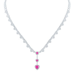 2 5/8CTW-DIA ANA M 1 1/2CTW HEART-PINK SAPP NAT GEM NECKLACE (17INCH)