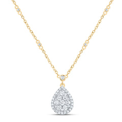 14K Yellow Gold 3/4 CTW-Natural Diamond Fashion Pear Necklace (18 Inch ) 2.97 Gram