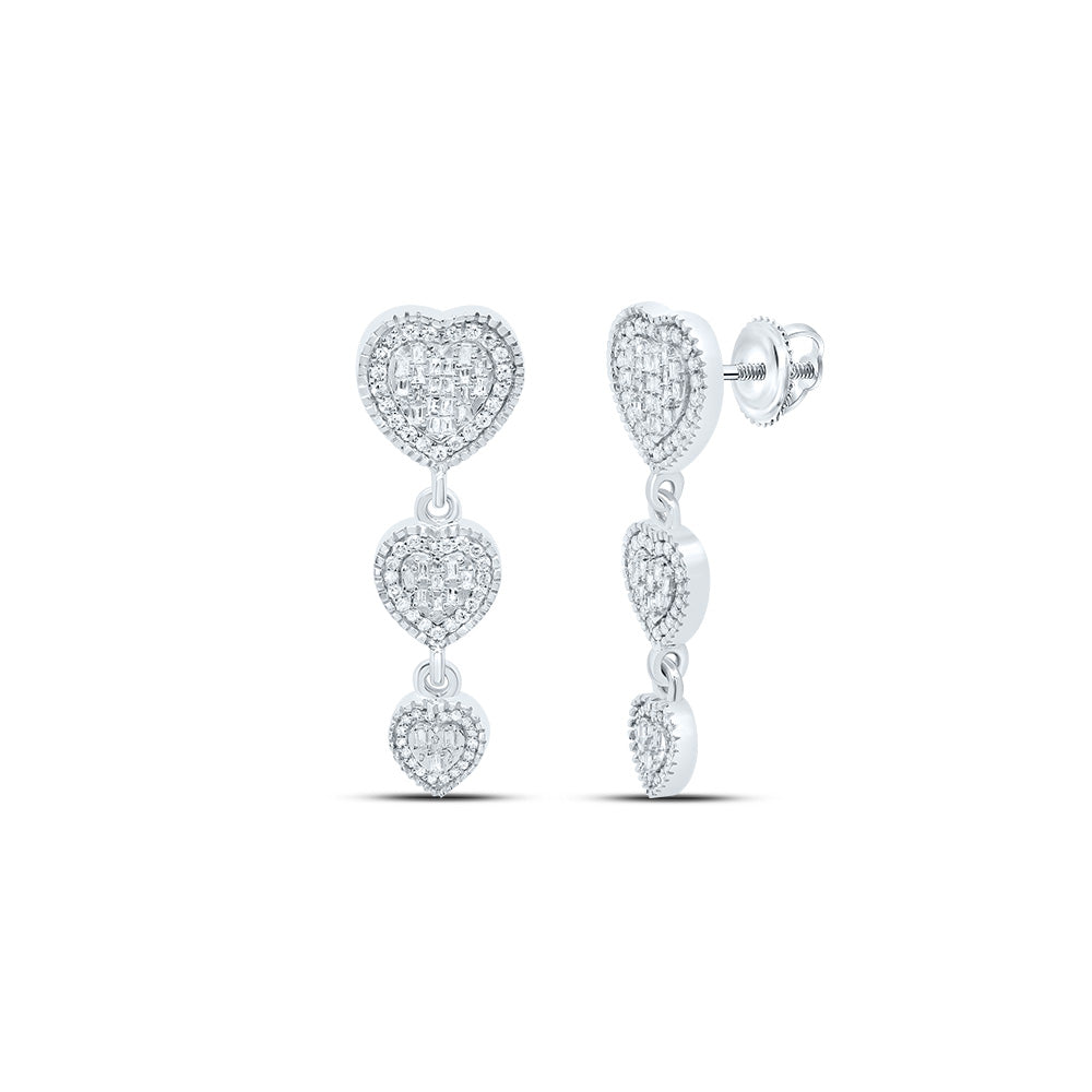 7/8CTW-DIA P1 FASHION HEART BAGUETTE DANGALING EARRING