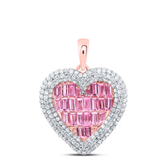 14K Rose Gold 1 CTW-Natural Diamond 0.02 CTW-Rd-Pi Sapp, 1 1/2 CTW-Bag-Pi Sapp, Natural Gemstone Heart Pendant 3.8685 Gram