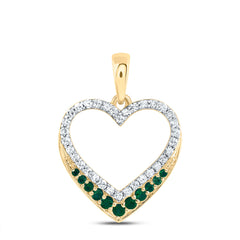 1/8CTW-DIA CN 1/12CTW-RD-EM,NAT GEM HEART PENDANT