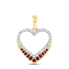 1/8CTW-DIA CN 1/10CTW-RD-RUBY,NAT GEM HEART PENDANT