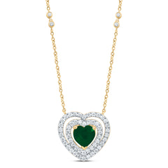 3/8CTW-DIA CN 6x6 MM HEART-EM NAT GEM NECKLACE (18 INCH)