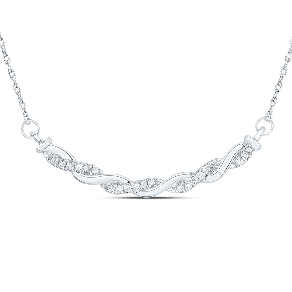 10K White Gold 1/10 CTW-Natural Diamond 8.10MM Gift Necklace (18 Inch ) 1.134 Gram