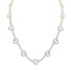 10K Yellow Gold 4 1/4 CTW-Natural Diamond Fashion Heart Necklace (18 Inch ) 27.89 Gram