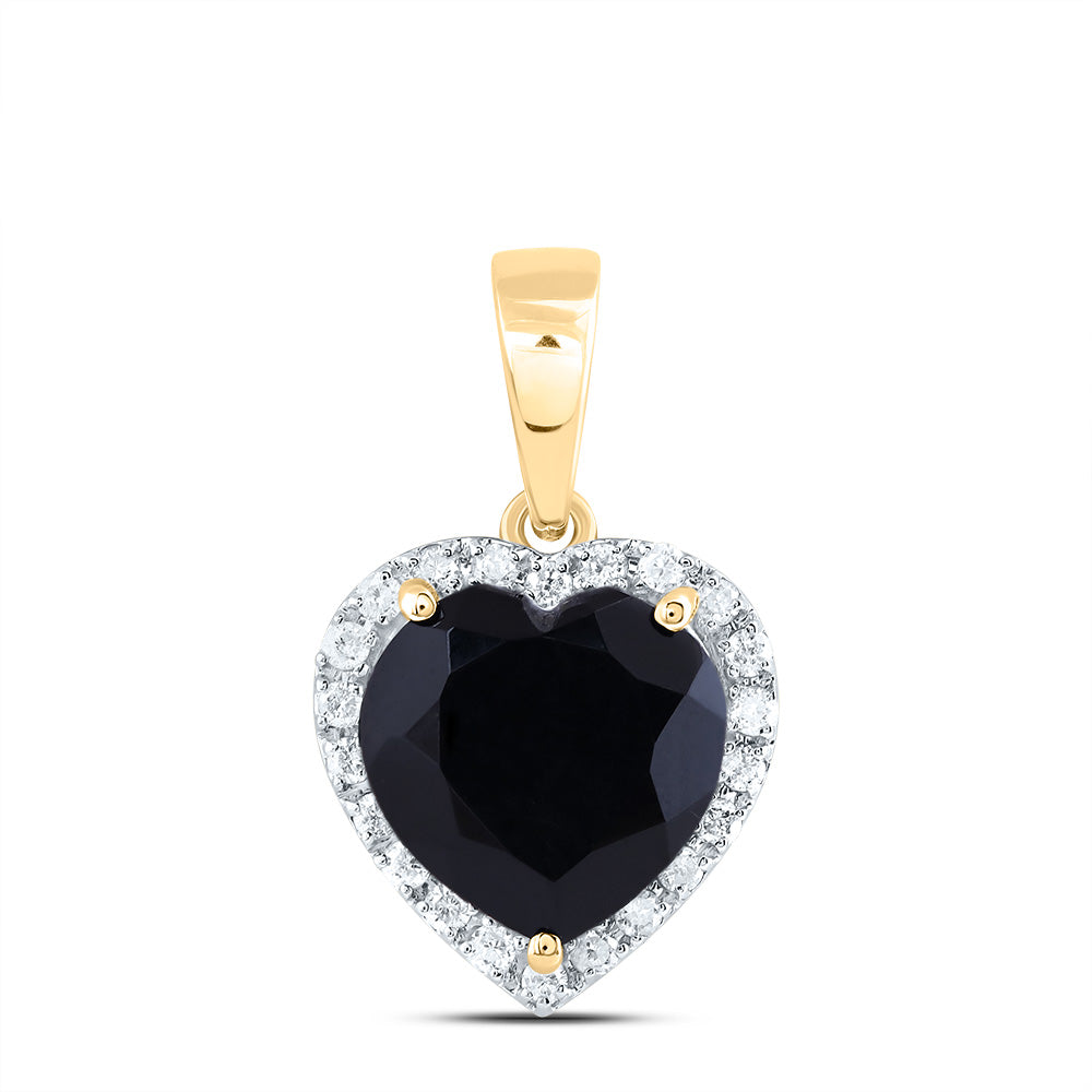 1/5CTW-DIA P1 10 MM HEART BLACK ONYX GIFT PENDANT