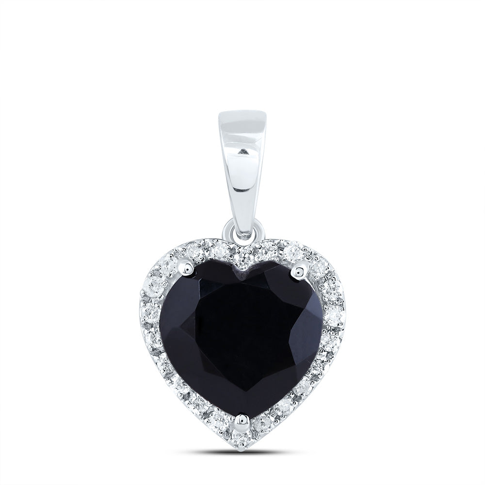 1/5CTW-DIA P1 10 MM HEART BLACK ONYX GIFT PENDANT