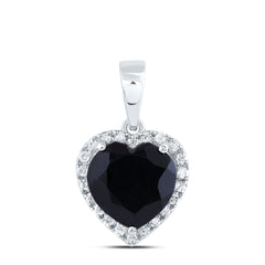 1/5CTW-DIA P1 10 MM HEART BLACK ONYX GIFT PENDANT