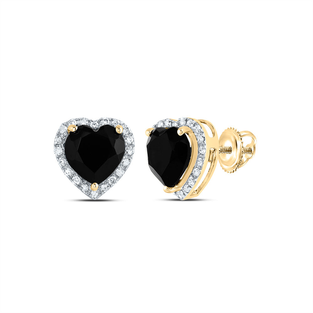 1/6CTW-DIA P1 7 MM HEART BLACK ONYX GIFT EARRING