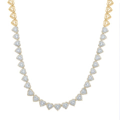 14K Yellow Gold 4 1/4 CTW-Natural Diamond Heart Necklace (17Inch ) 27.58 Gram