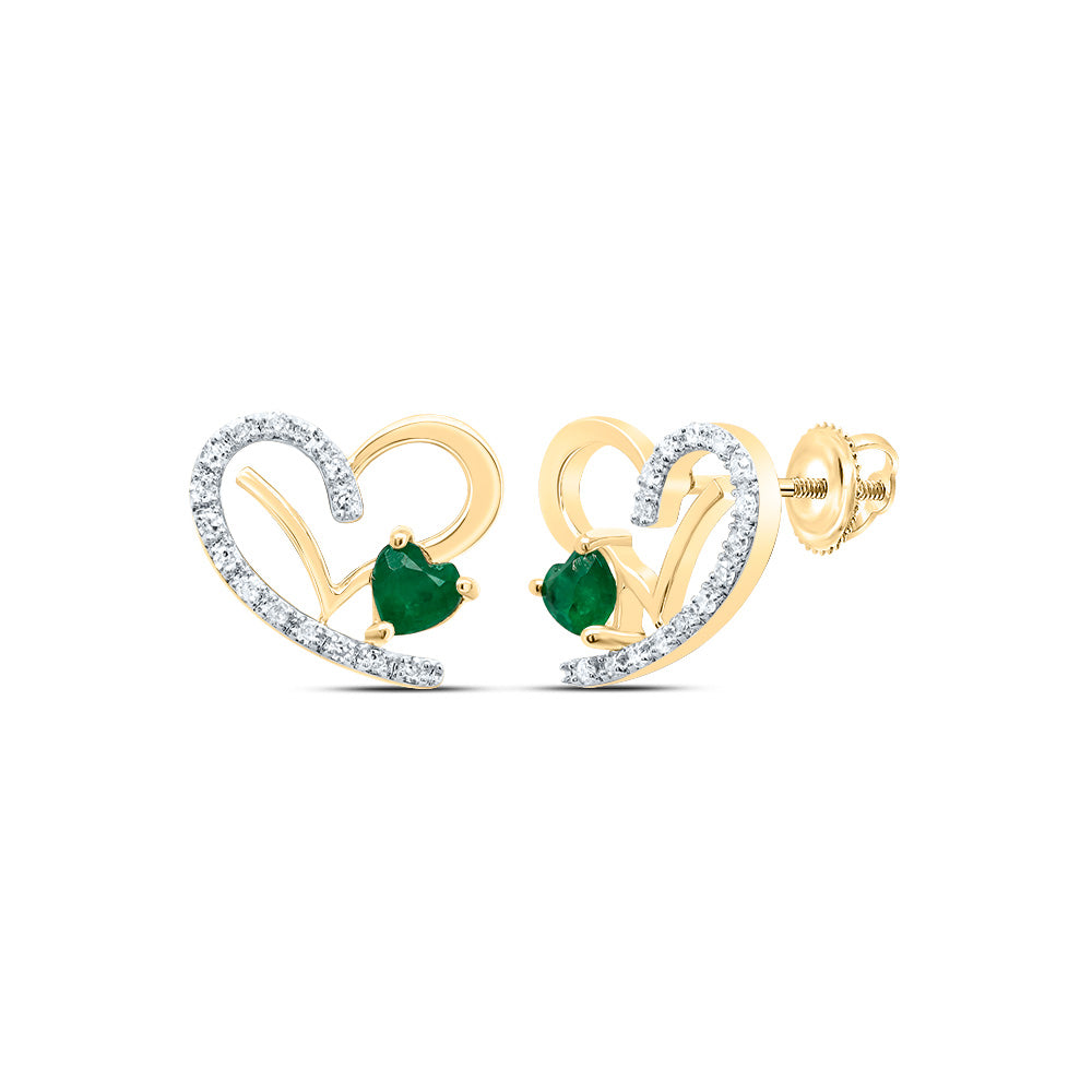 1/8CTW-DIA CN 3.5X3.5MM HS-EM NAT GEM HEART STUD EARRING