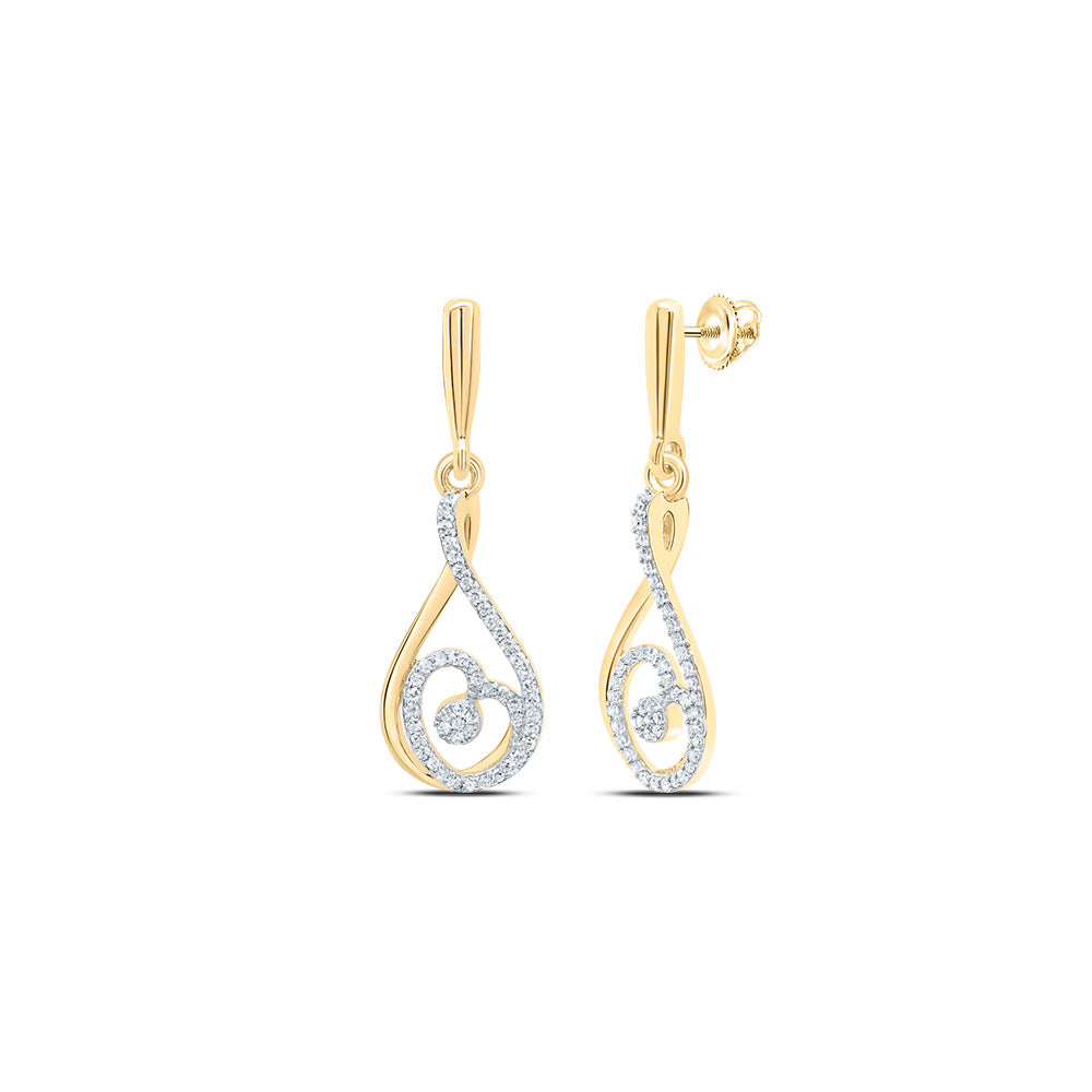 1/4CTW-DIA CN FASHION HEART DANGLING EARRING