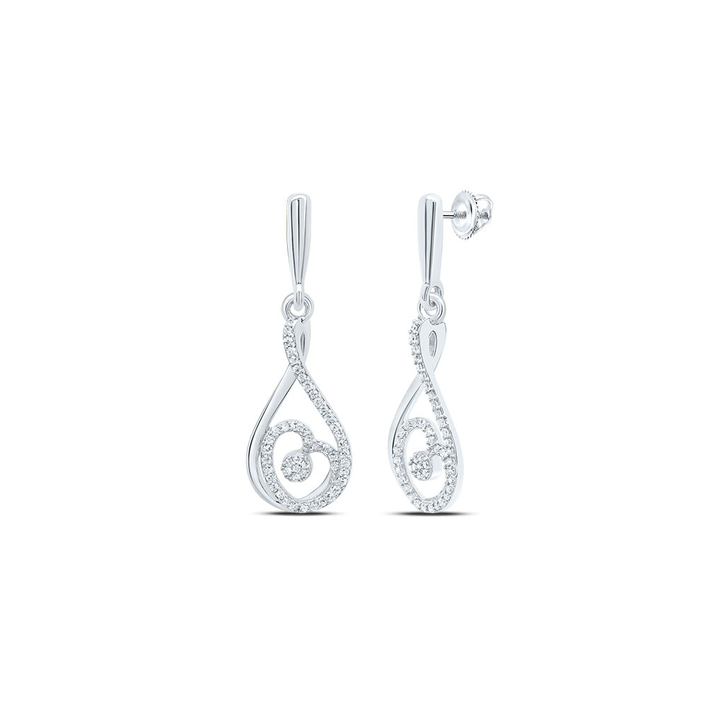 1/4CTW-DIA CN FASHION HEART DANGLING EARRING