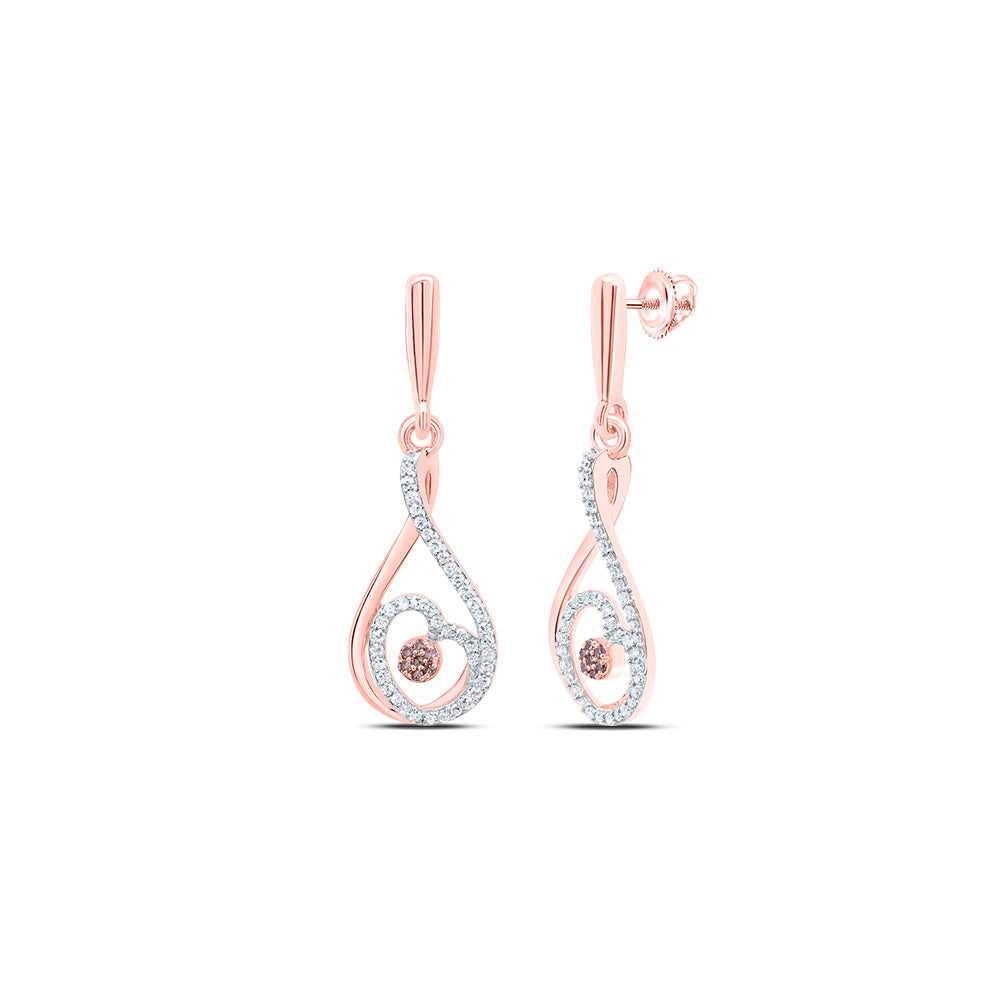 1/3CTW-DIA CN HEART COGNAC NATURAL DANGLING EARRING