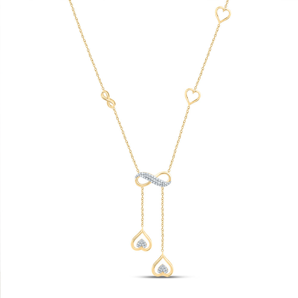 10K Yellow Gold 1/5 CTW-Natural Diamond Gift Heart Infinity Necklace(16 Inch ) 3.03 Gram