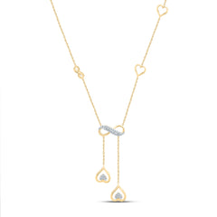 10K Yellow Gold 1/5 CTW-Natural Diamond Gift Heart Infinity Necklace(16 Inch ) 3.03 Gram