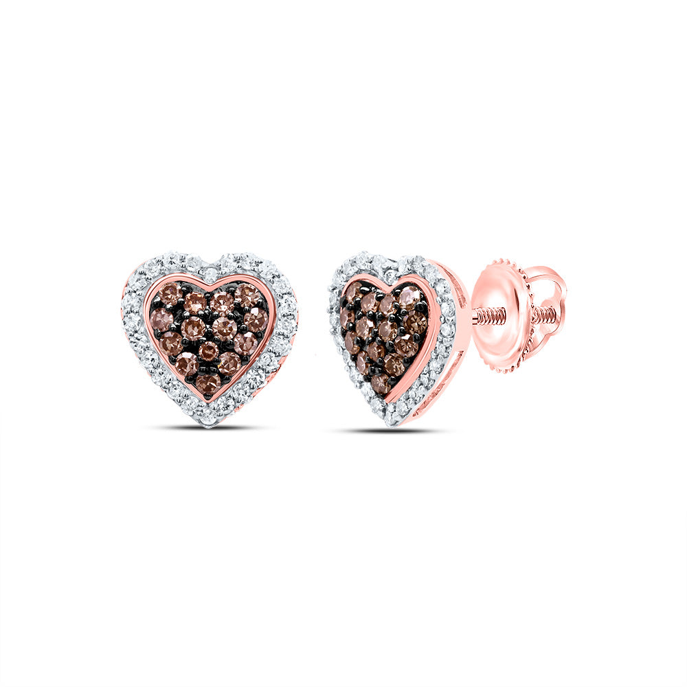 1/2CTW-DIA P1 GIFT COGNAC NATURAL HEART STUD EARRING