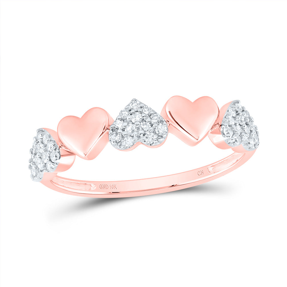10K Rose Gold 1/6 CTW-Natural Diamond Gift Heart Band 1.69 Gram