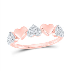 10K Rose Gold 1/6 CTW-Natural Diamond Gift Heart Band 1.69 Gram
