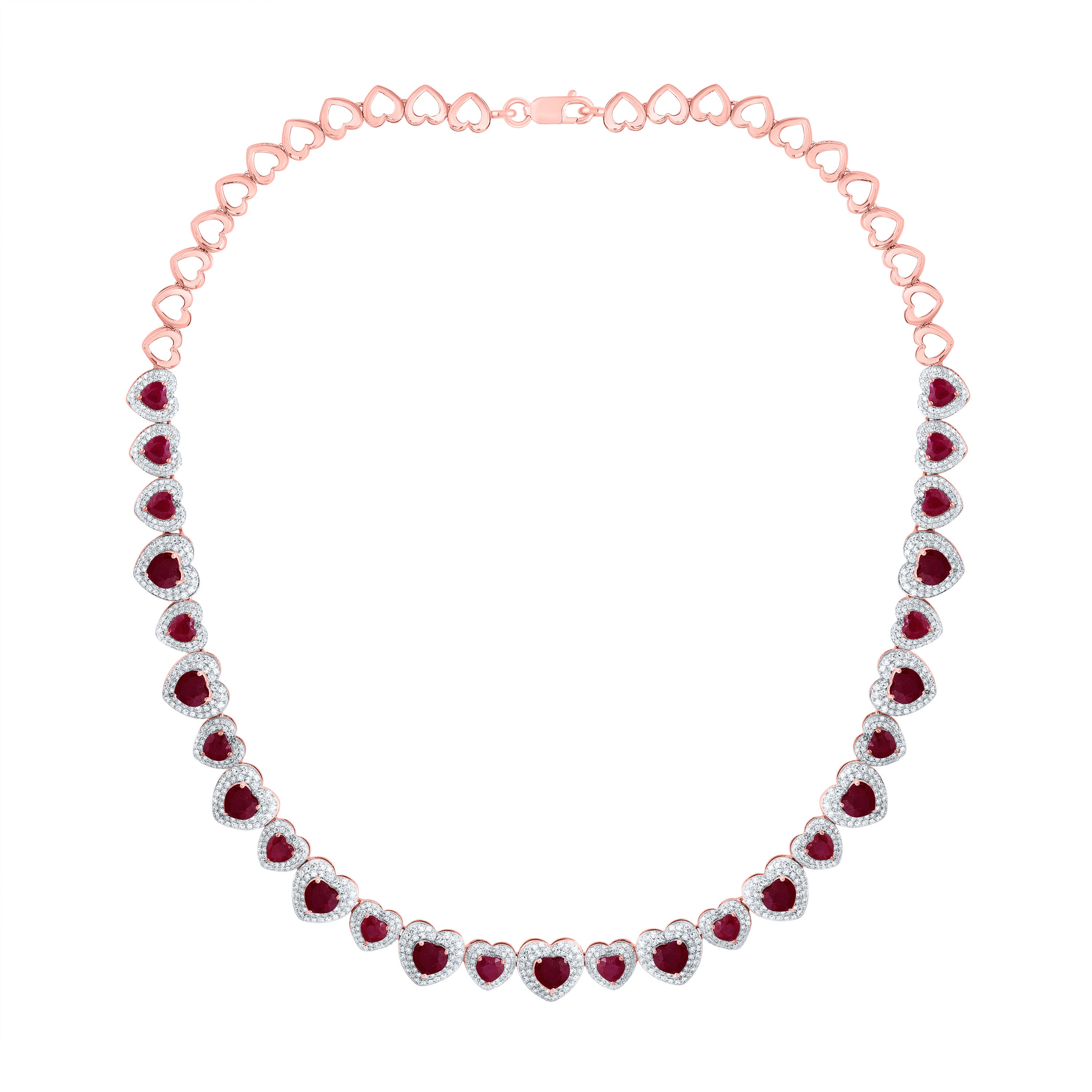 3 1/3CTW-DIA CN 11 CTW HS-RU NAT GEM FASHION HEART NECKLACE (16 INCH)