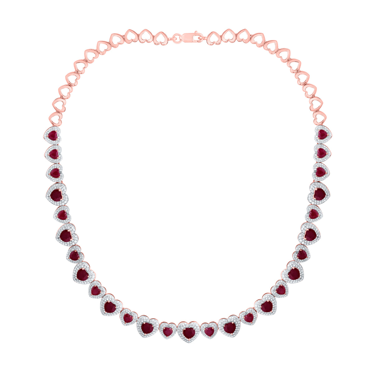3 1/3CTW-DIA CN 11 CTW HS-RU NAT GEM FASHION HEART NECKLACE (16 INCH)