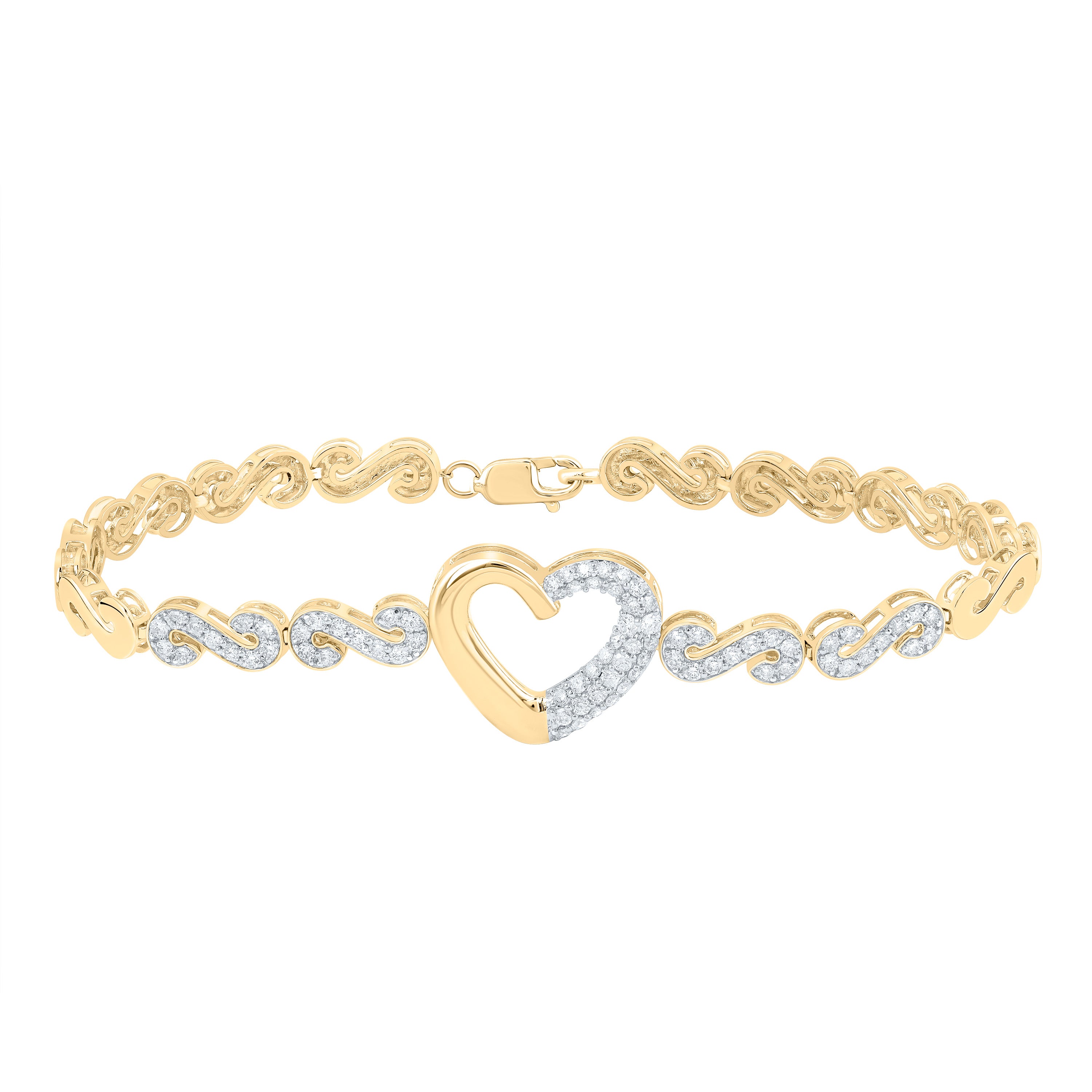 1 CTW-DIA CN FASHION HEART BRACELET (7 INCH)