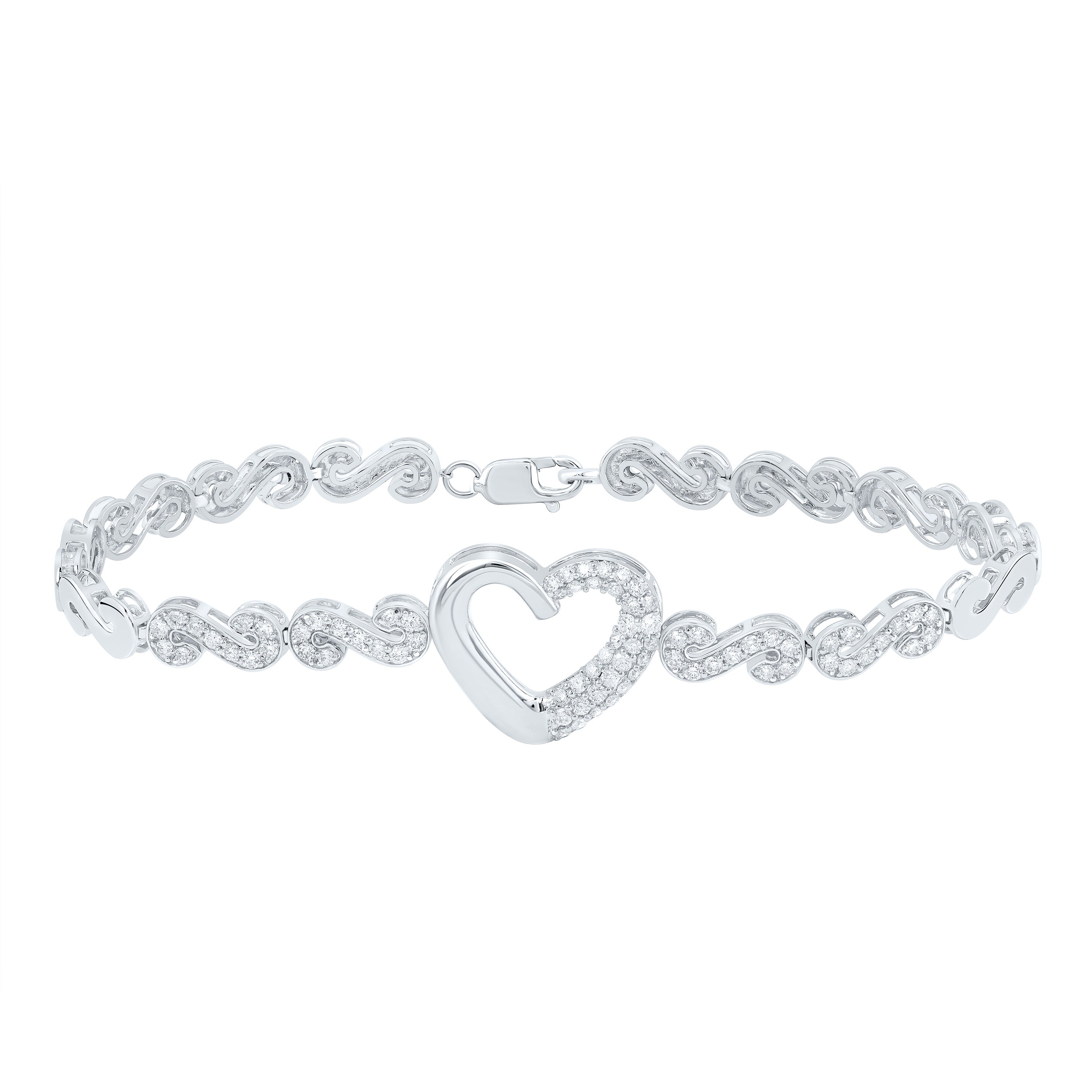 1 CTW-DIA CN FASHION HEART BRACELET (7 INCH)
