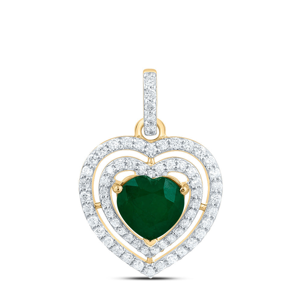 1/2CTW-DIA CN 7.50 MM HS-EM NAT GEM FASHION HEART PENDANT